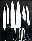 Andy Warhol Canvas Paintings - Knives black and white